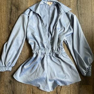 Camila Coelho size XS blue satin romper